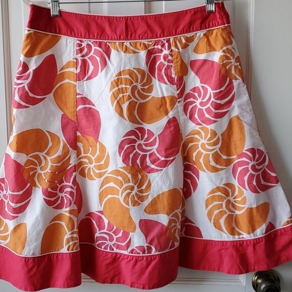 LL BEAN SHELL SKIRT PINK ORANGE SIZE 8 COTTON VINTAGE Y2K MERMAID BARBIE PREPPY - Picture 2 of 5